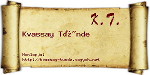 Kvassay Tünde névjegykártya